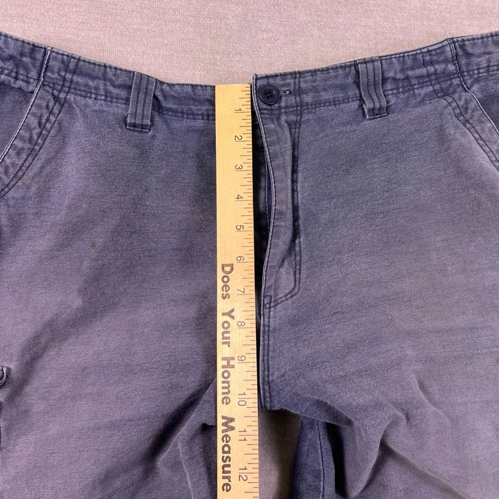 Cotton Twill Cargo Multi-Pocket Mid Rise Shorts Mens 36 Blue Cotton Twill